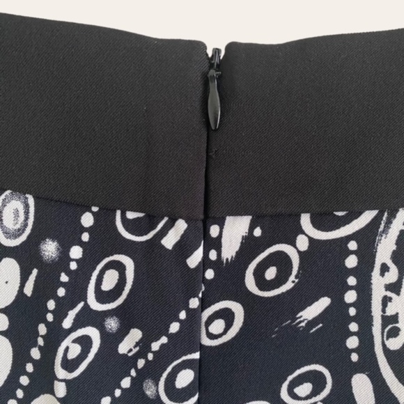 Connected Apparel Black White Dress Geometric Print Sheer 3/4 Sleeves, Size L - Picture 5 of 10